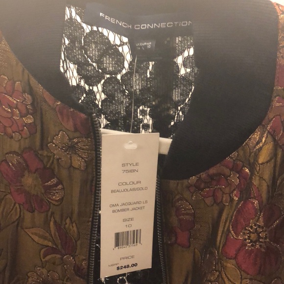 NWT French Connection Gold Jacquard Lace Jacket - Picture 4 of 4